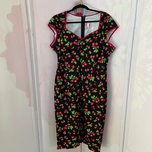 Pinup Couture Black Dress with Cherry Print